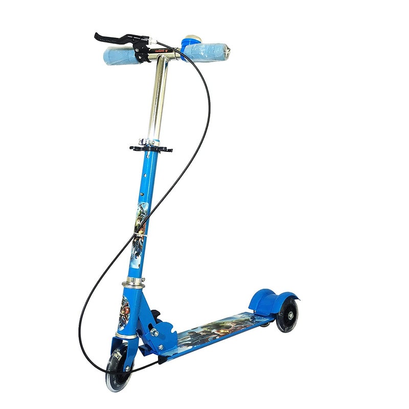 3 Wheel Road Runner Skate Scooter with Adjustable Height Foldable Cycle with Break and Bell for Kids Boys Girls