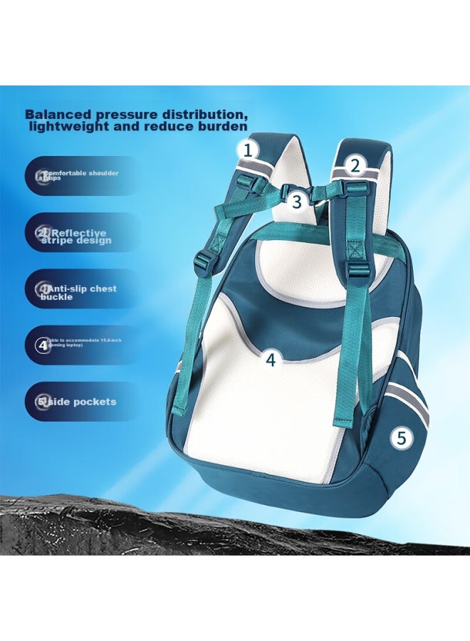 Ultraman Children's Sero Backpack For Primary School Boys In Grades 1-4, Lightweight And Ergonomic Double Shoulder Bag, Pea Blue - Image 2