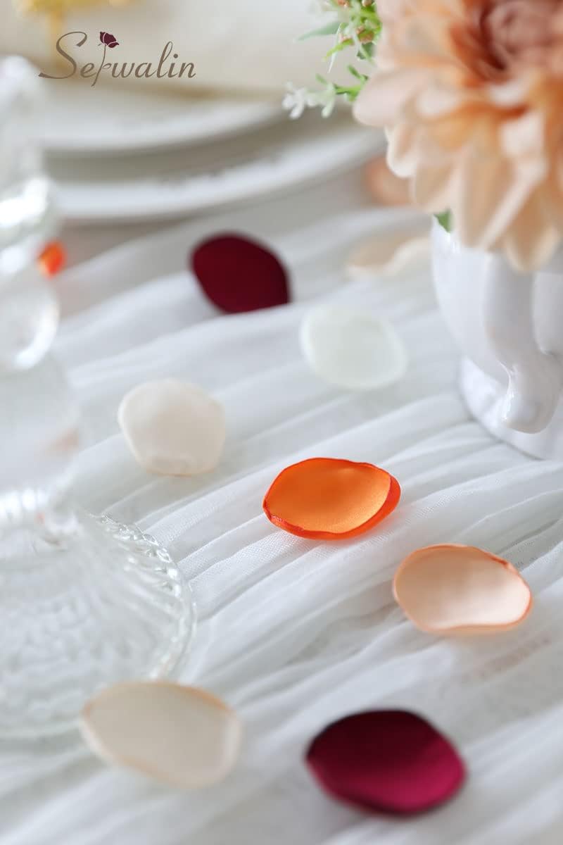Serwalin 500Pcs Silk Rose Petals Flower Petals for Weddings Burgundy Gold White Petals Fake Orange Petals for Aisle Flower Girl Basket Bridal Shower Table Decor (4 Color Mixes) - Image 2