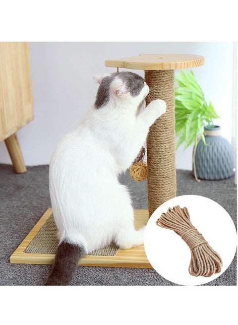 Natural Sisal Rope Jute Rope for Cat, Cat Replacement Grass Woven Rope for Cat Tree And Tower, Jute Rope/Sisal Rope for Recovering or DIY Cat Scratcher, Decorative Vase, Handrails (4 mm * 30 m)