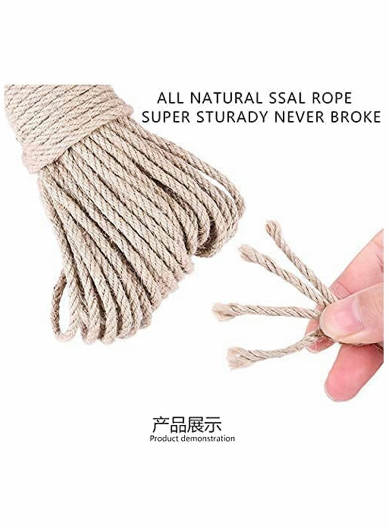 Natural Sisal Rope Jute Rope for Cat, Cat Replacement Grass Woven Rope for Cat Tree And Tower, Jute Rope/Sisal Rope for Recovering or DIY Cat Scratcher, Decorative Vase, Handrails (4 mm * 30 m)