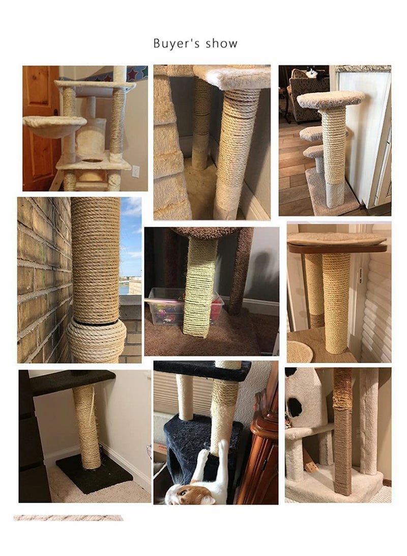 Natural Sisal Rope Jute Rope for Cat, Cat Replacement Grass Woven Rope for Cat Tree And Tower, Jute Rope/Sisal Rope for Recovering or DIY Cat Scratcher, Decorative Vase, Handrails (4 mm * 30 m)