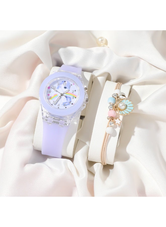 Mark Fairwhale Luminous Silicone Quartz Watch+Rabbit Bead Bracelet Set  - Image 5