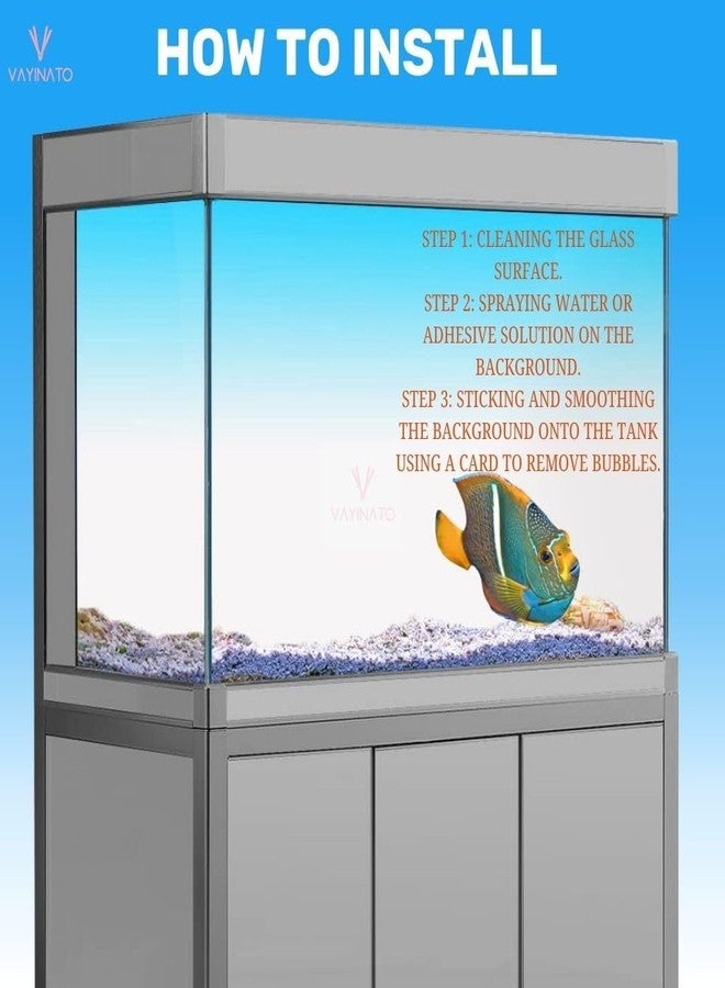 VAYINATO® Sky Blue (60 * 90 cm) Gradient Aquarium Fish Tank Background - Natural Look Aquarium Poster - Easy to Apply | Simple Wallpaper Fish Tank Backdrop Decorations - Image 3
