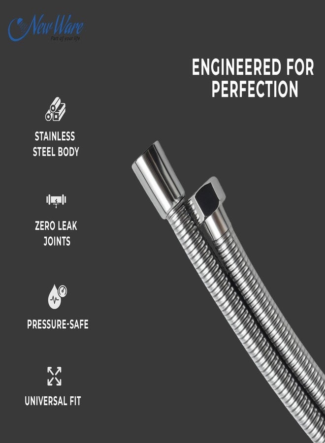 NEW WARE Stainless Steel Chrome Plated Flexible Shower Hose Tube 1.5 Meter | Hand Shower & Health Faucet Replacement Hose - Image 4