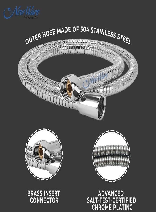 NEW WARE Stainless Steel Chrome Plated Flexible Shower Hose Tube 1.5 Meter | Hand Shower & Health Faucet Replacement Hose - Image 2