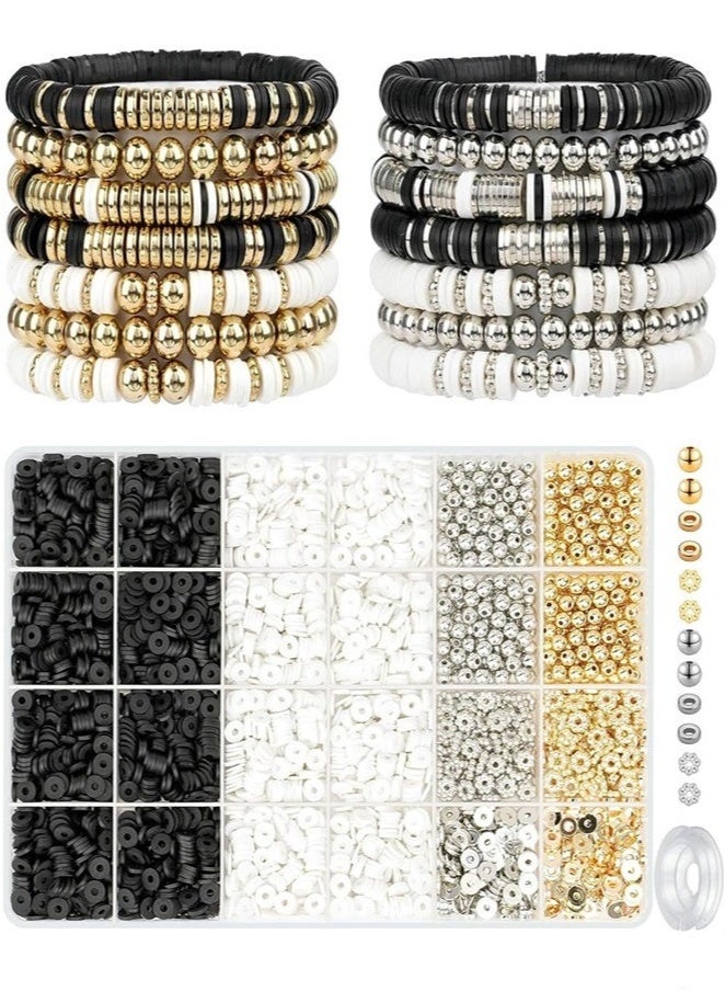 3000 Pcs Clay Beads Bracelet Making Kit – Flat Polymer Clay Beads with Gold Charms for DIY Jewelry, Bracelet, Necklace, Earrings & Crafts - Image 1