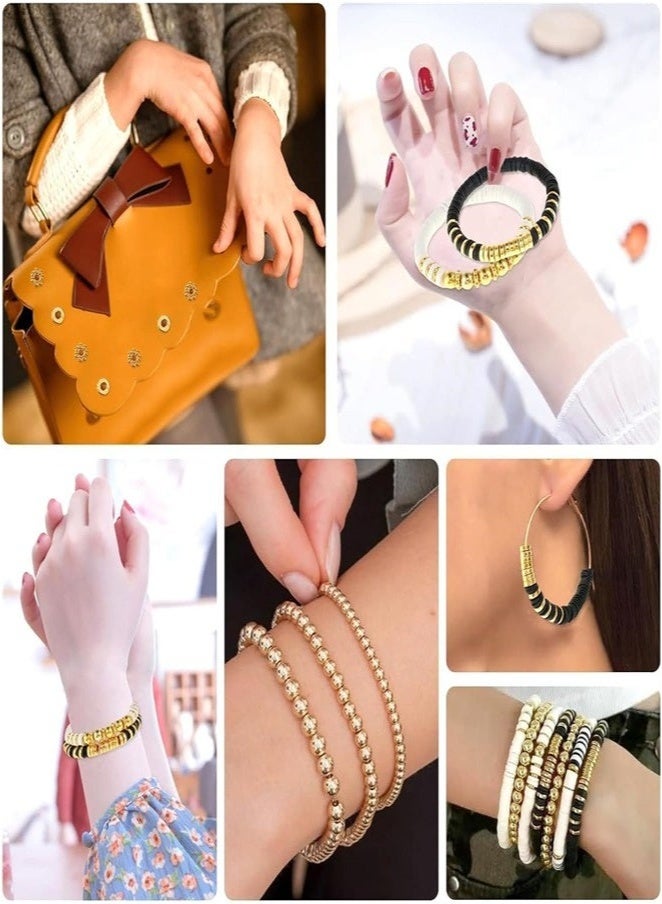 3000 Pcs Clay Beads Bracelet Making Kit – Flat Polymer Clay Beads with Gold Charms for DIY Jewelry, Bracelet, Necklace, Earrings & Crafts - Image 5