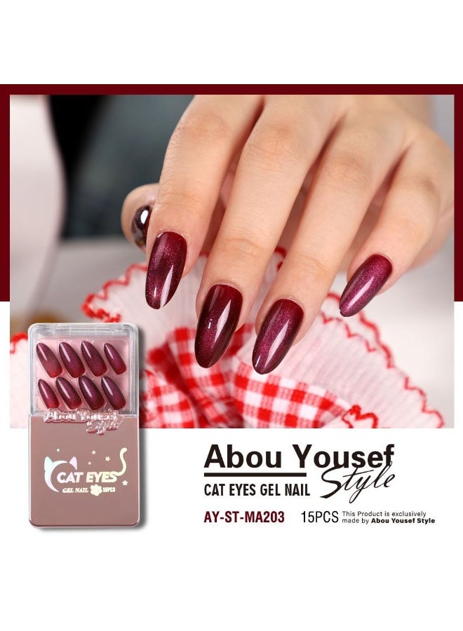 Abou Yousef Style Cat Eyes Gel nail 15PCS with double face - Image 1