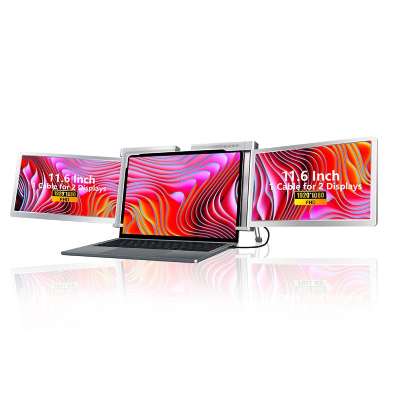 Tri-screen Monitor 11.6-Inch 1920*1080 FHD IPS Foldable Adjustable Bracket Laptop Expansion Screen - Rotatable 0-235°/0-180° Portable Monitor for Office Work, Remote Learning and On-the-go Professiona - Image 1