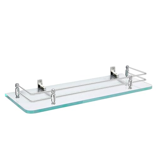 Planet Deluxe Glass Shelf for Bathroom/Living Room/Wall Shelf/Glass Rack/Kitchen Storage Shelf/Bathroom Accessories (Pack of 1)(Transparent,12x6 Inches) - Image 1