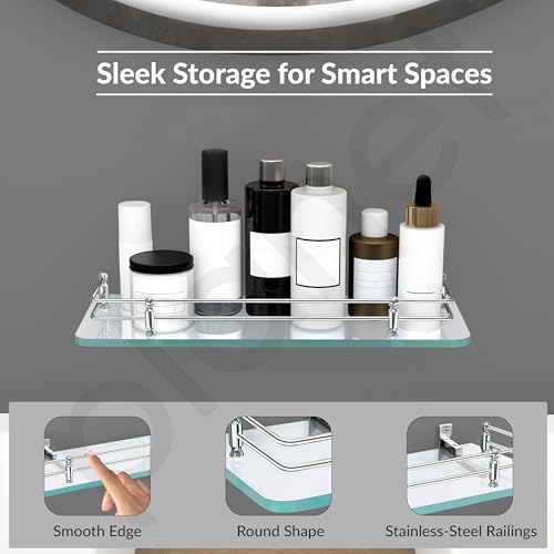 Planet Deluxe Glass Shelf for Bathroom/Living Room/Wall Shelf/Glass Rack/Kitchen Storage Shelf/Bathroom Accessories (Pack of 1)(Transparent,12x6 Inches) - Image 4