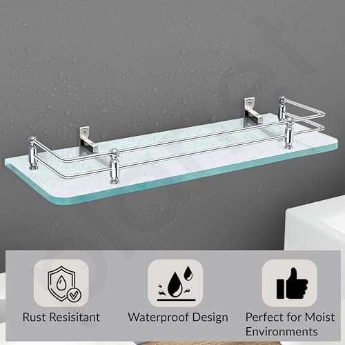 Planet Deluxe Glass Shelf for Bathroom/Living Room/Wall Shelf/Glass Rack/Kitchen Storage Shelf/Bathroom Accessories (Pack of 1)(Transparent,12x6 Inches) - Image 5