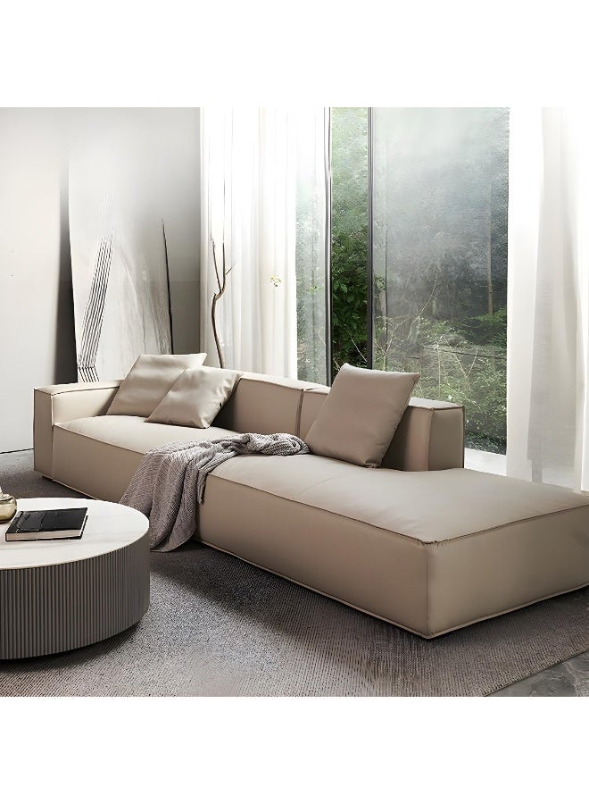 Comfynest Comfynest Contemporary Tuxedo Arm Leather Sofa In Off-White  - Image 3