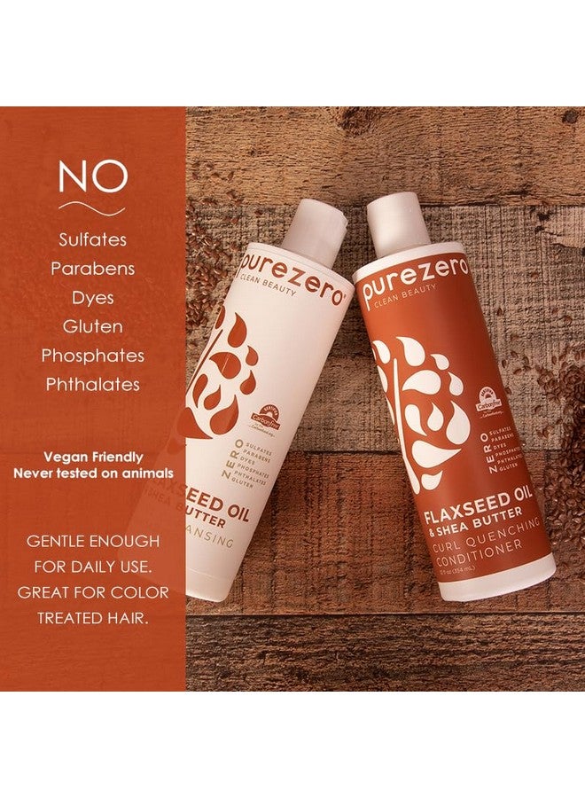 Purezero Flaxseed Oil & Shea Butter Shampoo and Conditioner Set - Curl Care - For Curly Hair Detangle & Defrizz - Zero Sulfates/Parabens/Dyes -100% Vegan & Cruelty Free - Great For Color Treated Hair - Image 5