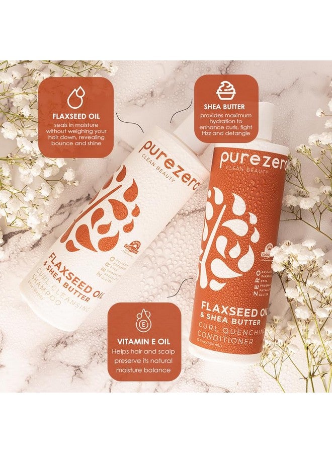Purezero Flaxseed Oil & Shea Butter Shampoo and Conditioner Set - Curl Care - For Curly Hair Detangle & Defrizz - Zero Sulfates/Parabens/Dyes -100% Vegan & Cruelty Free - Great For Color Treated Hair - Image 4