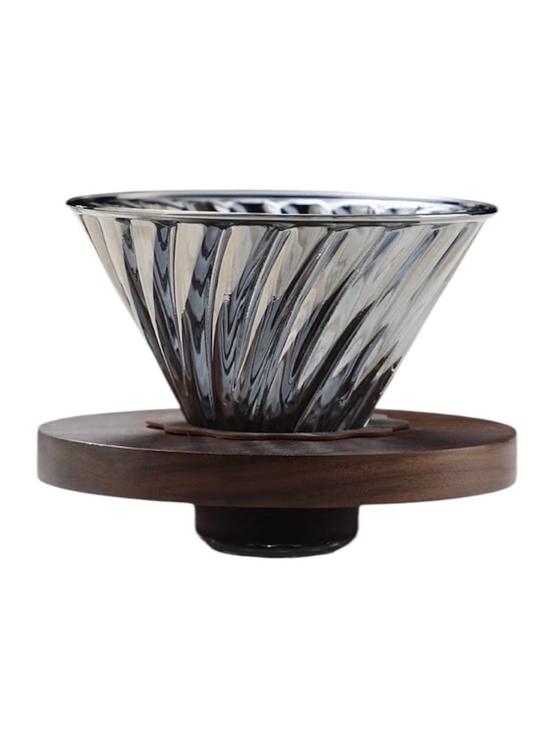 V60 Glass Coffee Dripper, Size 02 with Beech Wood Ring and Silicone Grip Perfect for Brewing 1-4 Cups of Coffee 