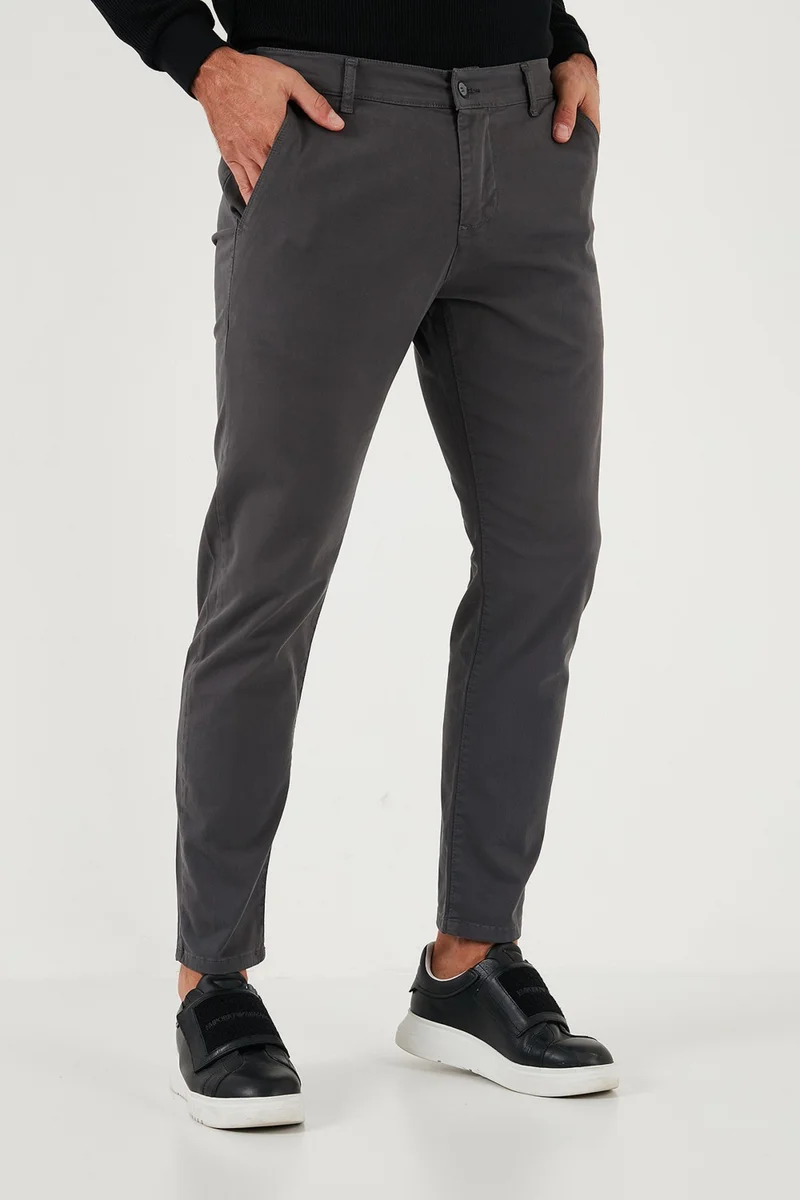 Buratti Stretch Cotton Slim Fit Normal Waist Straight Leg Trousers Men's Pants 674003