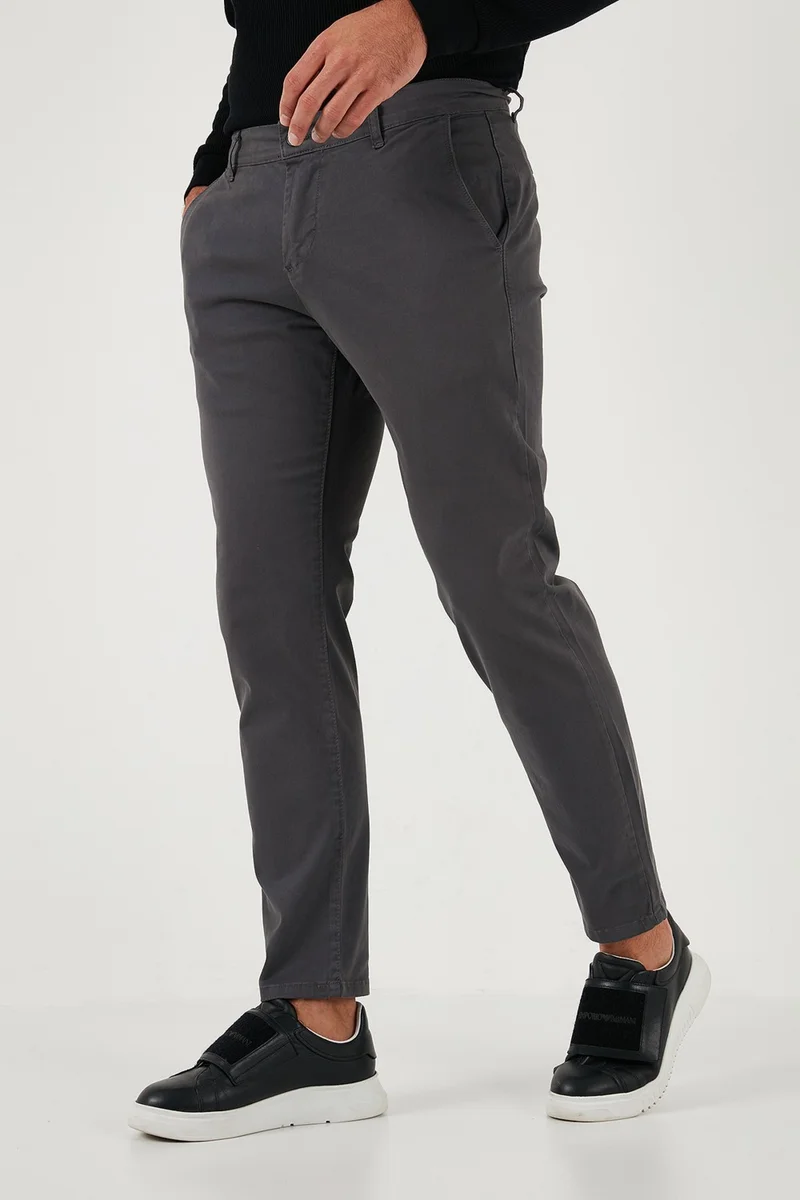 Buratti Stretch Cotton Slim Fit Normal Waist Straight Leg Trousers Men's Pants 674003