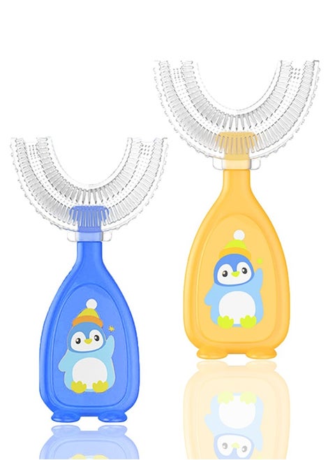 2 Pieces U-Shaped Toothbrush Kids, Manual Whole Mouth for Age 2-6, 360° Oral Teeth Cleaning Design