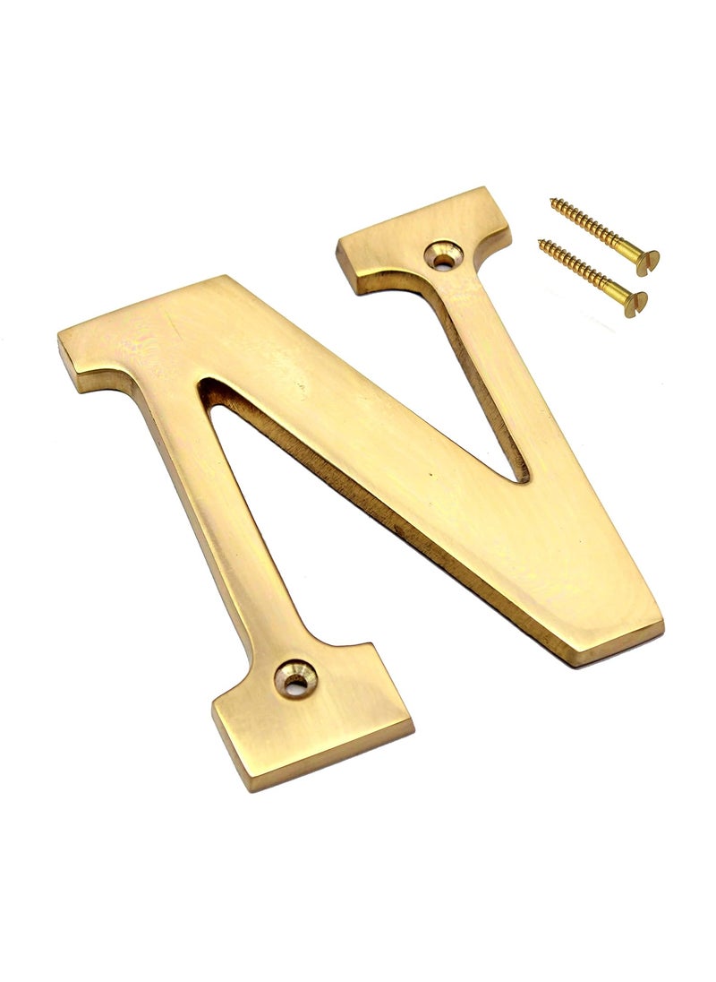 ESPLANADE eSplanade Brass House Hotel Door Name Alphabets Wall Door Plaque Alphabet Letter Golden 4 Inches N Alphabet 4  - Image 2