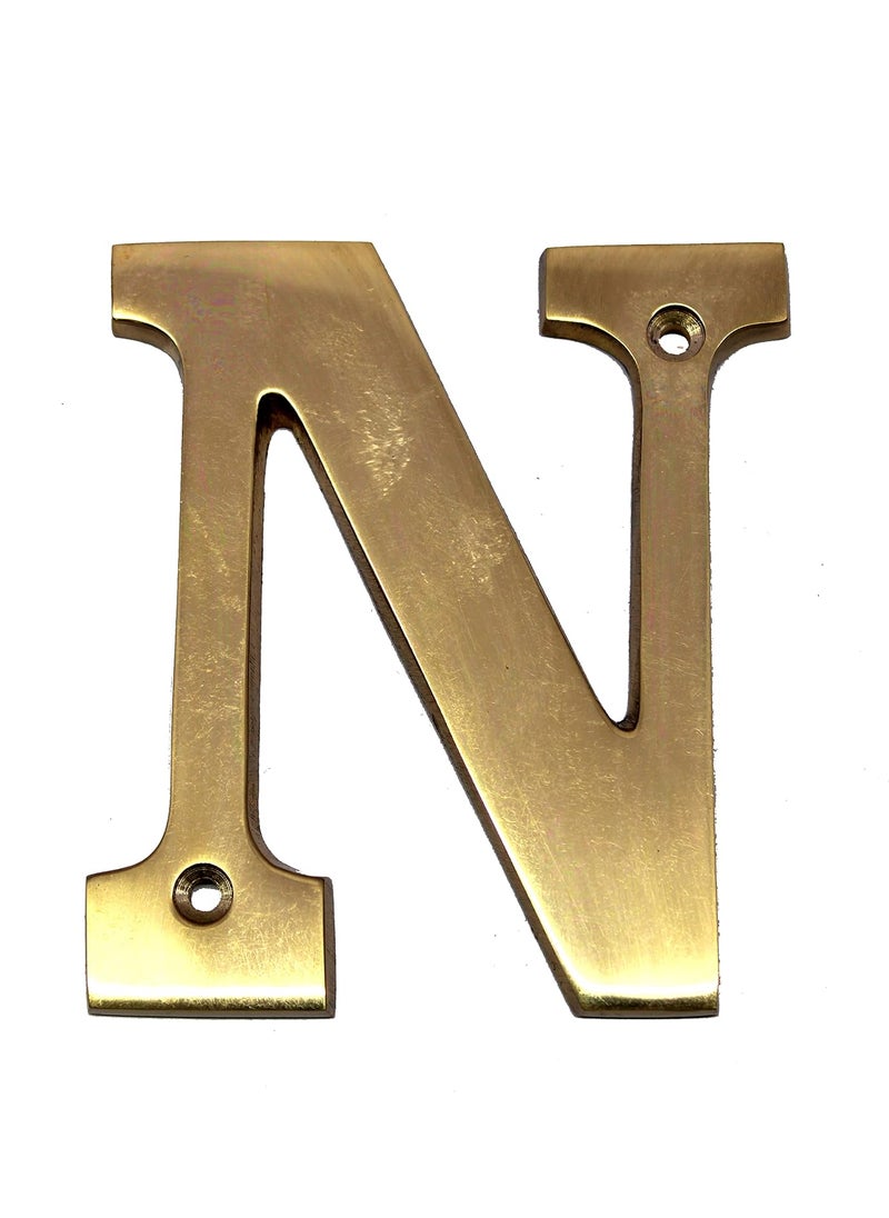 ESPLANADE eSplanade Brass House Hotel Door Name Alphabets Wall Door Plaque Alphabet Letter Golden 4 Inches N Alphabet 4  - Image 1