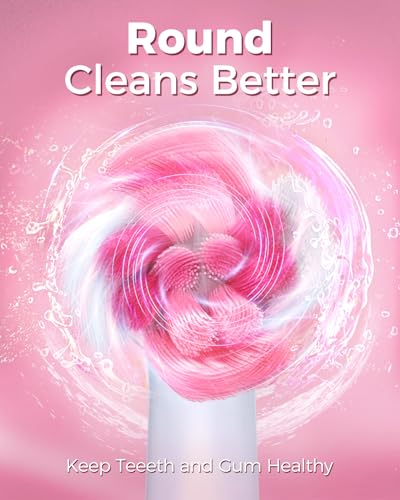 TEETHEORY Rotating Electric Toothbrush for Adults with 8 Brush Heads (2 Types), 4 Modes Deep Clean Electric Toothbrush with Rechargeable Power and 2 Min Smart Timer (2- Cherryblompink, p1) - Image 2