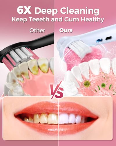 TEETHEORY Rotating Electric Toothbrush for Adults with 8 Brush Heads (2 Types), 4 Modes Deep Clean Electric Toothbrush with Rechargeable Power and 2 Min Smart Timer (2- Cherryblompink, p1) - Image 5