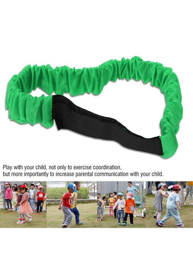 Two People Three Feet Legged Race Band Strap Outdoor Team Game Elastic Tie Rope Walker (Green)