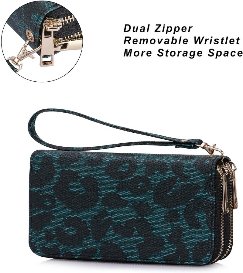 HAWEE Cellphone Wallet for Women Dual Zipper Long Purse with Removable Wristlet - Image 4