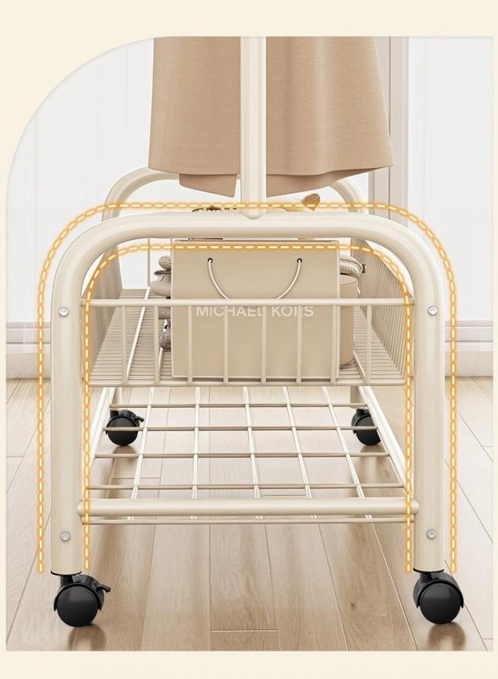 Alissa Double Rod Rolling Clothes Rack with Storage Basket & Shoe Shelf – Heavy-Duty Metal Organizer with Wheels for Garments, Bags & Daily Essentials (171×150×32cm)  - Image 5