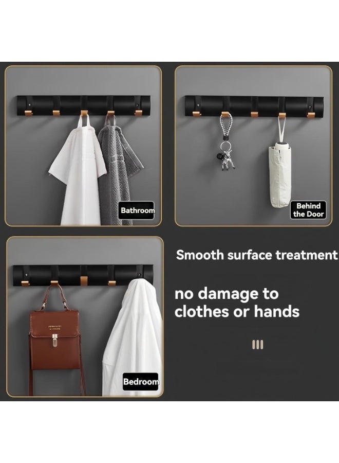 Foldable Stylish Modern Hook Rack with 5 Hooks, Coat Hooks Wall Mount, Metal Coat Hook Rail for Coat Hat Towel Purse Robes Mudroom Bathroom Entryway (Black and Gold) - Image 5