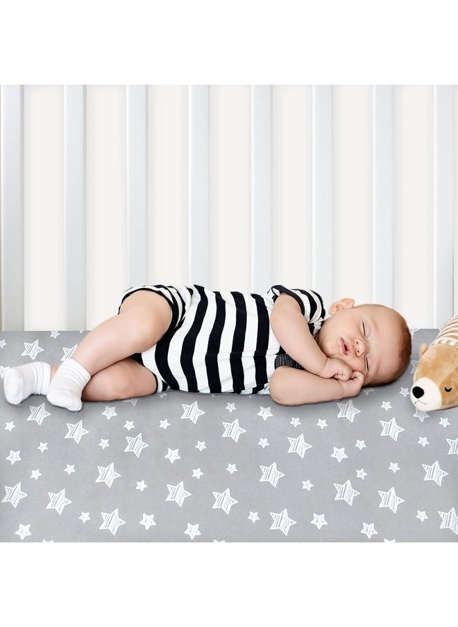 Moonsea Moonsea Crib Sheets for Boys or Girls 2 Pack, Fitted Crib Sheet for Standard Size Crib and Toddler Mattresses, Soft and Breathable Material, Grey & White  - Image 4