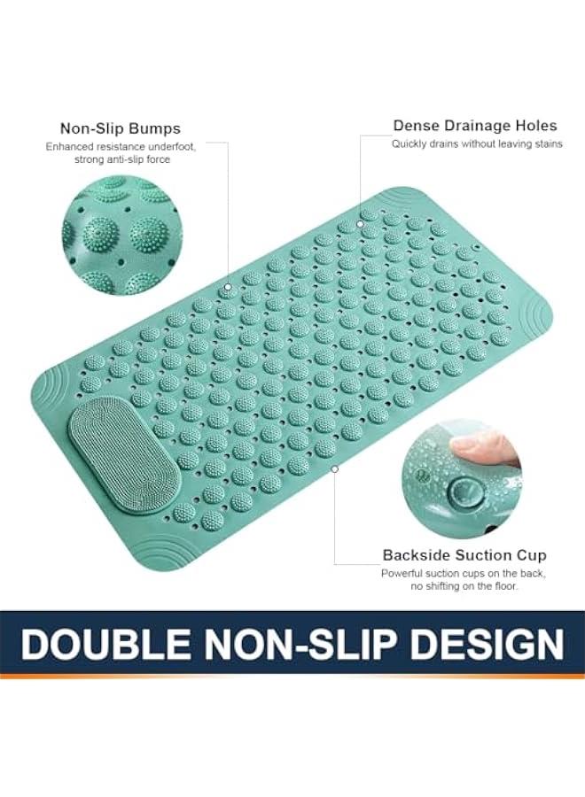 هوكور pyebe Bathtub Mat, Anti Slip Bath Mat,Non-Slip Bath Tub Shower Mat with Suction Cups and Drain Holes,Foot Massage Shower Mat for Bathroom Shower Washable (Green) - Image 4