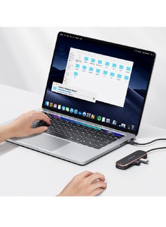 Usams 6in1 Multifunctional Type-C HUB with 2 USB+Type-C+Micro S-D+S-D + HD-MI Ports (Black)  - Image 2