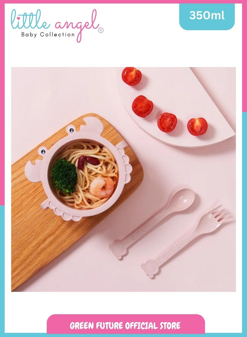 Little Angel Kids Feeding Bowl With Handle - Blue - Image 3