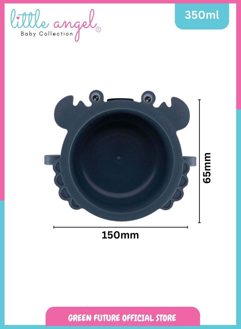 Little Angel Kids Feeding Bowl With Handle - Blue - Image 4