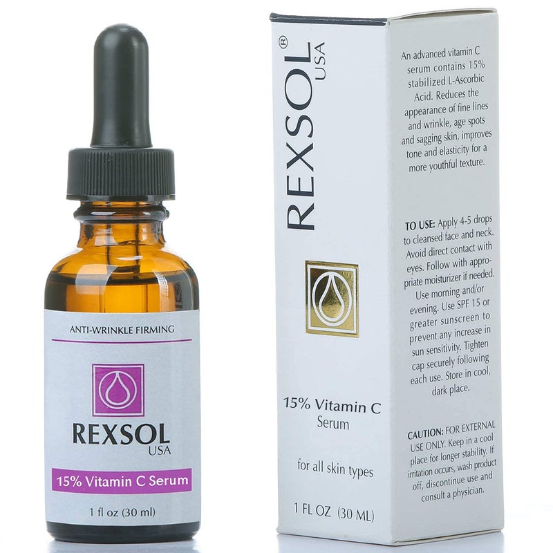 REXSOL سيروم فيتامين C بنسبة 15% من ركسول - تركيبة مضادة للتجاعيد مع حمض الهيالورونيك - 30 مل / 1 أونصة سائلة - Image 1