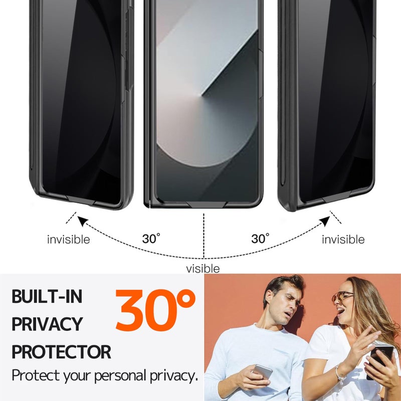 NINKI for Samsung Galaxy Z Fold 7 Case with S Pen Holder & Stylus and Invisible Kickstand,Built in Privacy Screen Protector and Hinge Phone Cover for Samsung Z Fold 7 Case with Slim S Pen Slot â€“ Black - Image 4