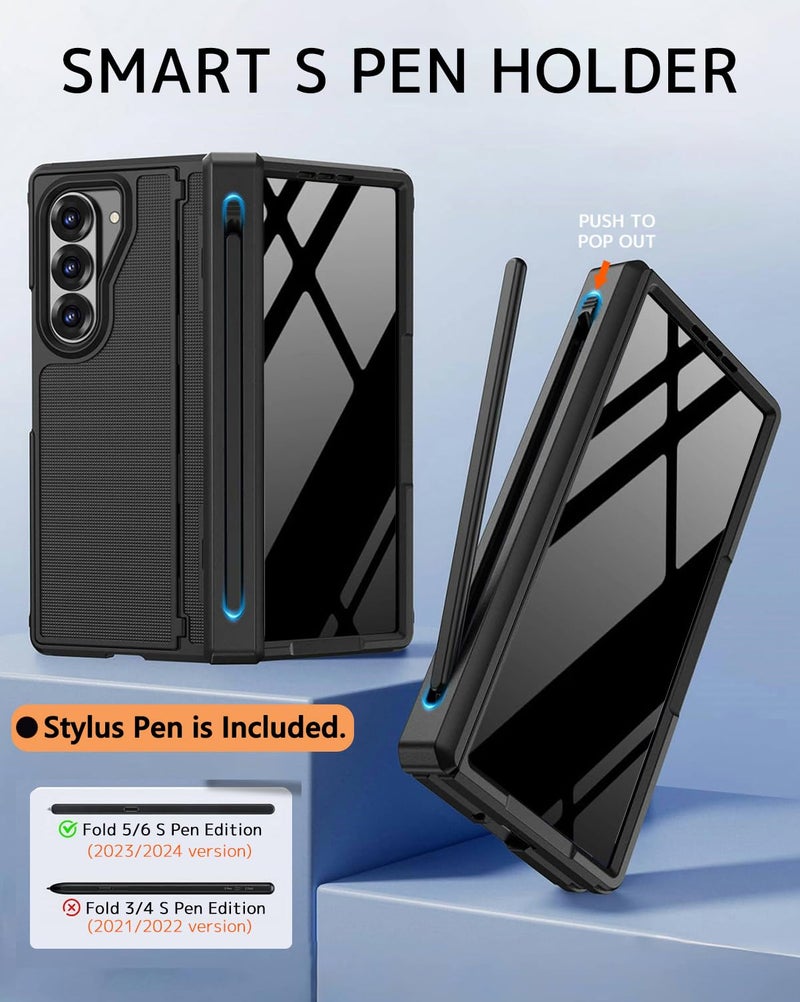NINKI for Samsung Galaxy Z Fold 7 Case with S Pen Holder & Stylus and Invisible Kickstand,Built in Privacy Screen Protector and Hinge Phone Cover for Samsung Z Fold 7 Case with Slim S Pen Slot â€“ Black - Image 2