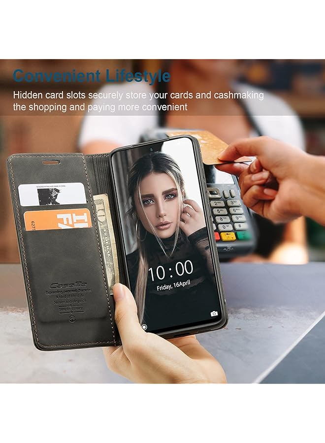 إيروريكس حافظة محفظة لهاتف Xiaomi Redmi Note 10 Redmi Note 10S وليس Note 10 5G، غطاء حماية مغناطيسي ناعم من الجلد الناعم على الطراز القديم مع حامل وفتحات حامل البطاقات Redmi Note 10 Note 10S أسود - Image 3