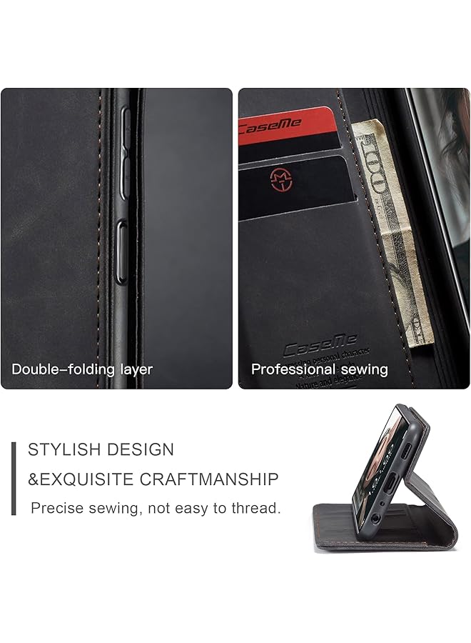 إيروريكس حافظة محفظة لهاتف Xiaomi Redmi Note 10 Redmi Note 10S وليس Note 10 5G، غطاء حماية مغناطيسي ناعم من الجلد الناعم على الطراز القديم مع حامل وفتحات حامل البطاقات Redmi Note 10 Note 10S أسود - Image 4