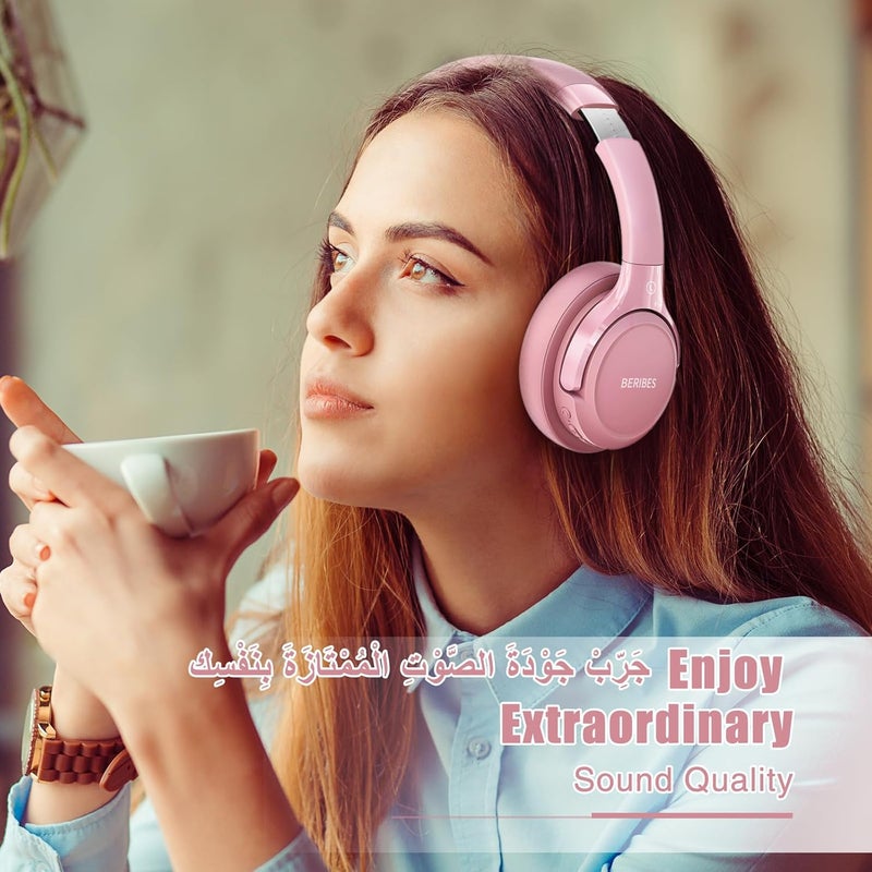 BERIBES Wireless Headphones Over Ear, 65H Playtime and 6 EQ Music Modes Bluetooth Headphones with Microphone, HiFi Stereo Foldable Lightweight Headset, Deep Bass for Home Office Cellphone PC Ect. - Image 5
