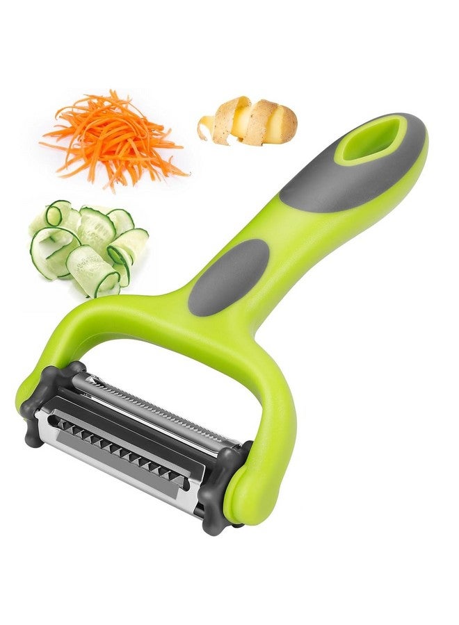 we3 أداة تقشير الخضار والفواكه متعددة الوظائف 3 في 1 للمطبخ (أداة تقشير على شكل Y، أداة تقشير شرائح وأداة تقشير جوليان)، أدوات تقشير من الفولاذ المقاوم للصدأ الممتاز للخضار، الجزر، الفواكه وغيرها. - Image 1