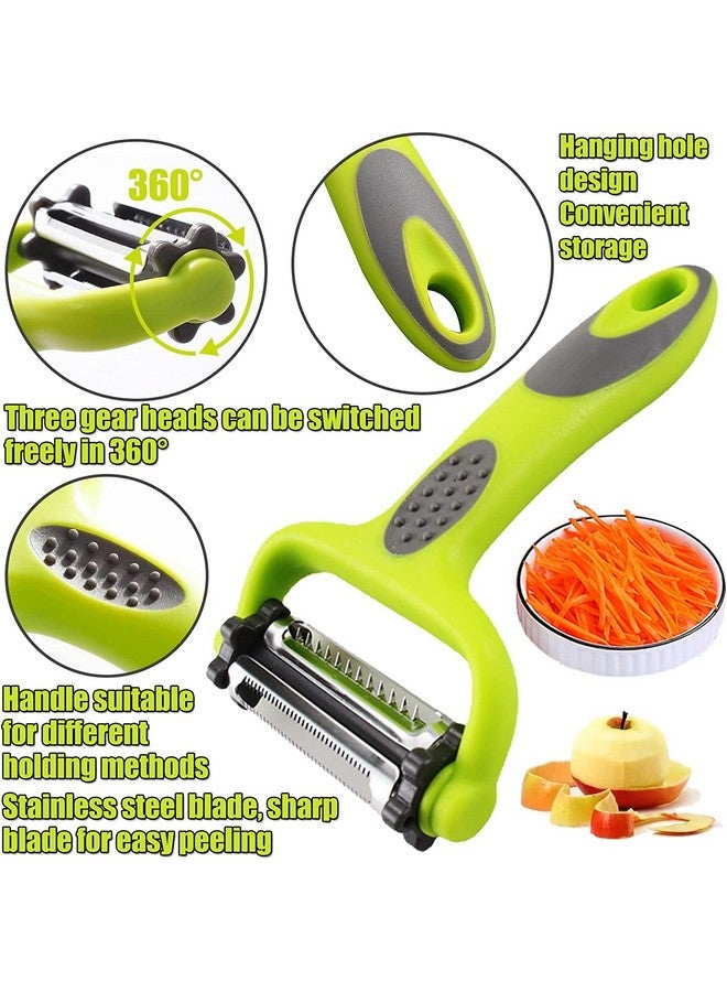 we3 أداة تقشير الخضار والفواكه متعددة الوظائف 3 في 1 للمطبخ (أداة تقشير على شكل Y، أداة تقشير شرائح وأداة تقشير جوليان)، أدوات تقشير من الفولاذ المقاوم للصدأ الممتاز للخضار، الجزر، الفواكه وغيرها. - Image 3