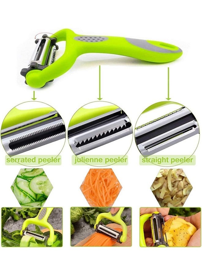 we3 أداة تقشير الخضار والفواكه متعددة الوظائف 3 في 1 للمطبخ (أداة تقشير على شكل Y، أداة تقشير شرائح وأداة تقشير جوليان)، أدوات تقشير من الفولاذ المقاوم للصدأ الممتاز للخضار، الجزر، الفواكه وغيرها. - Image 5