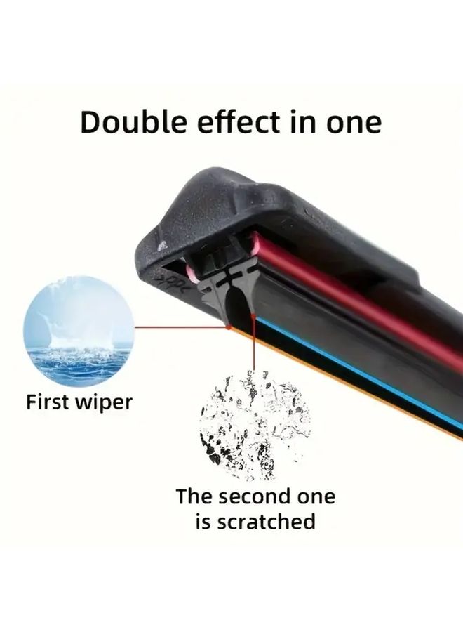 Universal U Shaped Wiper Blade 20 Inch Double Rubber Strip Bone Free 1pc - Image 5