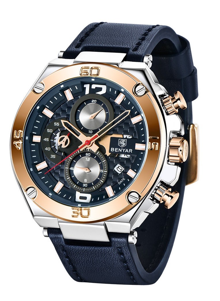 Watches for Men Watch Quartz Luxury Leather Waterproof Chronograph Watch 5151 - pzsku/Z497687350E2EE176F608Z/45/_/1712562307/b39cd368-2330-4884-bafc-80c90c62ae76