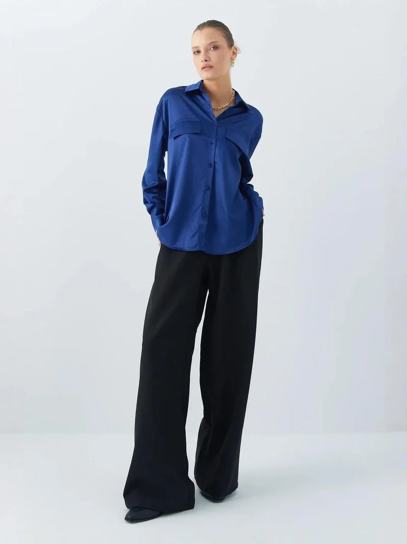 MixRay Mixray Satin Shirt with Pocket Detail