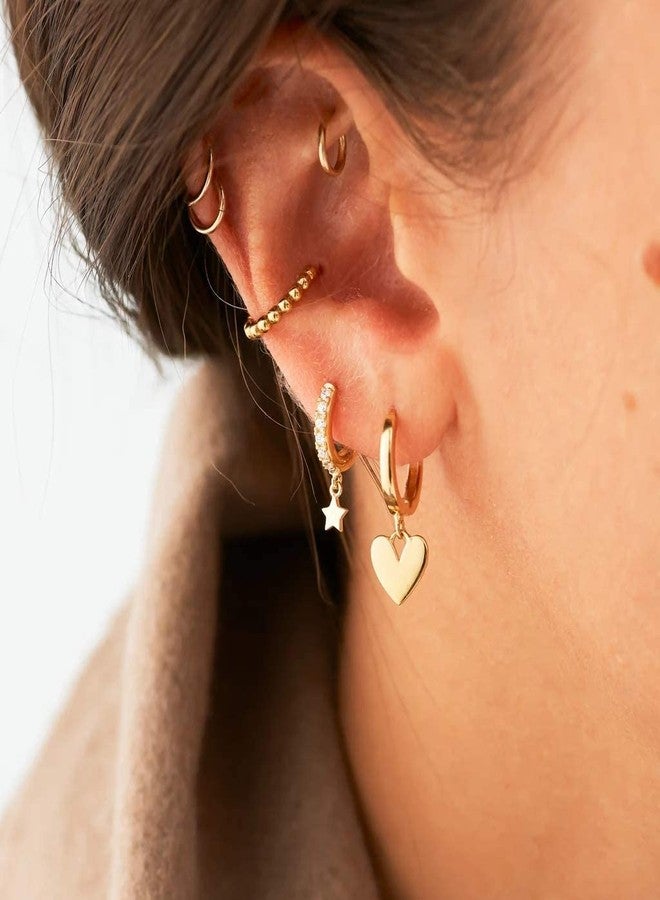VACRONA Gold Heart Hoop Earrings Huggie Earrings for Women 14k Gold Plated Small Hoops Earrings - Image 3